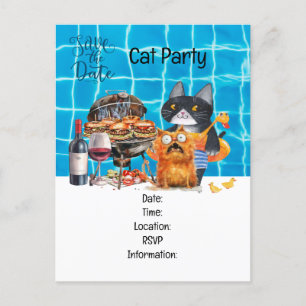 Cat Purr-perfekt-Quirky Cat Party Einladungspostkarte