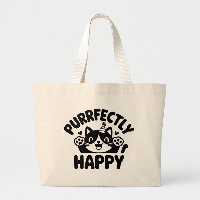 Cat Purrtly Happy Purr Perfect Jumbo Stoffbeutel (Vorne)