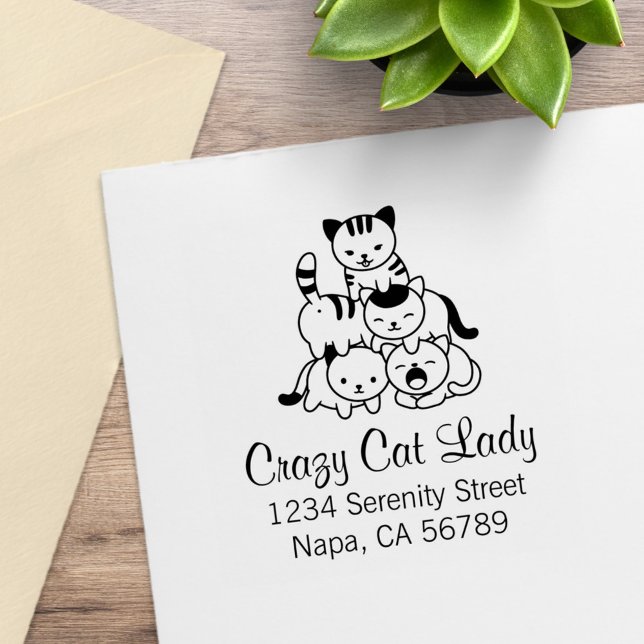 Cat Pyramid - Crazy Cat Lady Address Gummistempel (Von Creator hochgeladen)