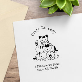 Cat Pyramid - Crazy Cat Lady Address Gummistempel