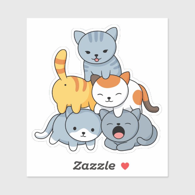 Cat Pyramid - Group of Cats Aufkleber (Blatt)