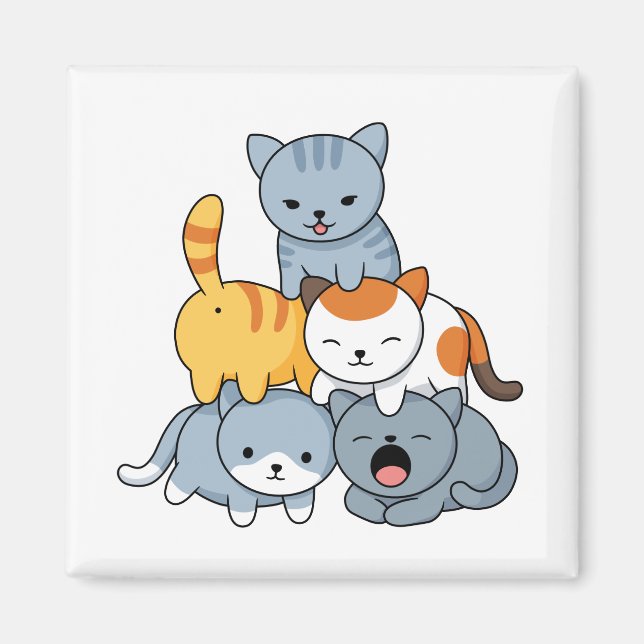 Cat Pyramid - Group of Cats Magnet (Vorne)