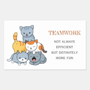 Cat Pyramid - Gruppe Katzen, Teamwork Zitat Rechteckiger Aufkleber