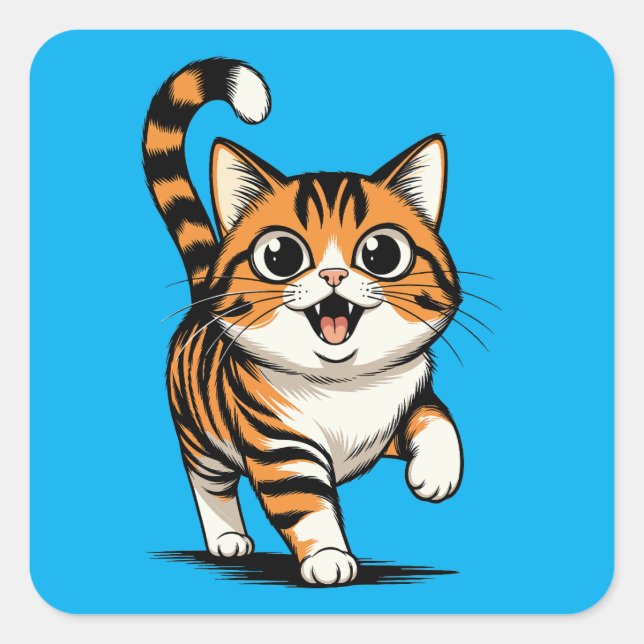 cat quadratischer aufkleber (Vorderseite)