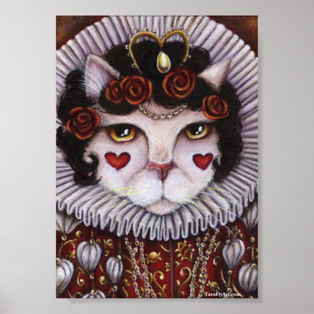 Cat Queen of Hearts Alice Wonderland Royalty Art Poster (Vorne)
