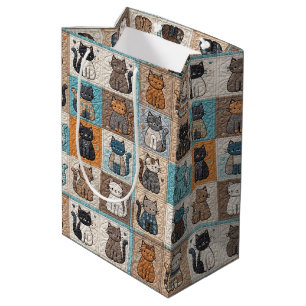 Cat Quilt Design Mittlere Geschenktüte