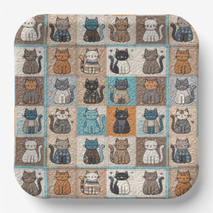 Cat Quilt Design Pappteller