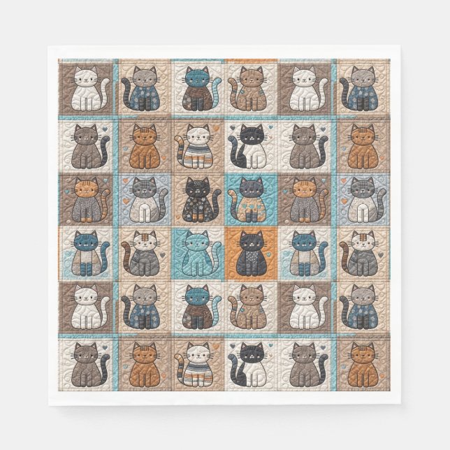Cat Quilt Design Serviette (Vorderseite)