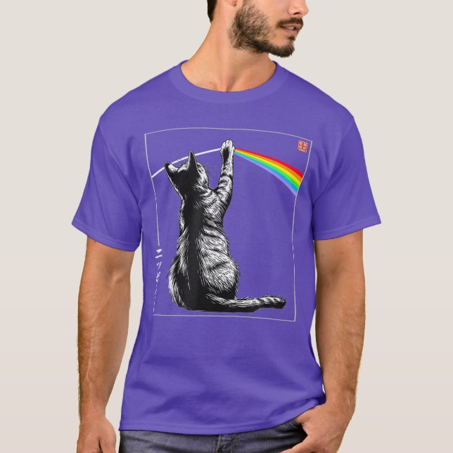 Cat Rainbow Prism Japanese Art Light Spectrum Mini T-Shirt (Vorderseite)