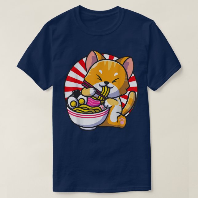 Cat Ramen Bowl Anime Japanisch Noodles Kawaii Neko T-Shirt (Design vorne)