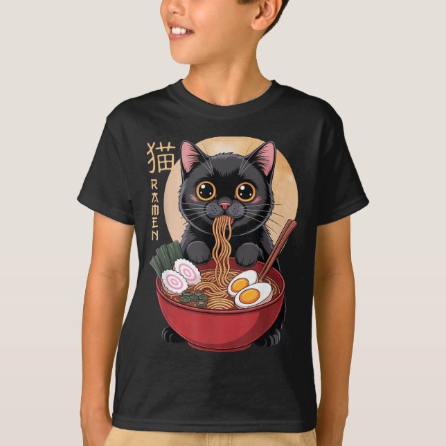 Cat Ramen Funny Graphic Tees Japanese Kawaii Cat A (Vorderseite)