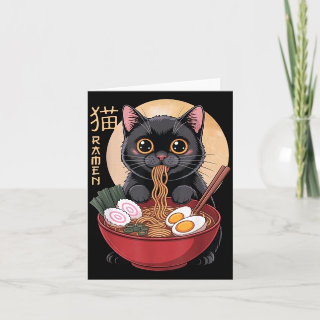 Cat Ramen Funny Graphic Tees Japanese Kawaii Cat A Karte (Vorderseite)