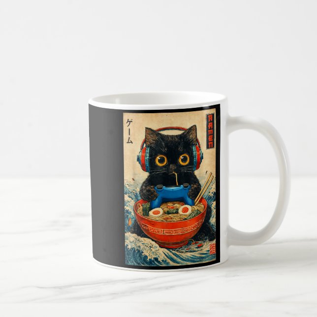 Cat Ramen Japanese Funny Graphic Tees Kawaii Cat A Kaffeetasse (Rechts)