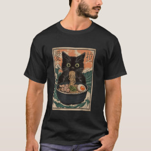 Cat Ramen Japanisch Art Great Wave Kanagawa Funny T-Shirt