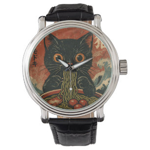 Cat Ramen Japanisch Funny Graphic Kawaii Cat Anime Armbanduhr