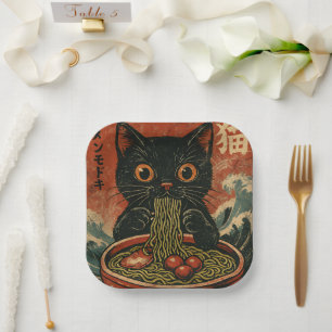 Cat Ramen Japanisch Funny Graphic Kawaii Cat Anime Pappteller
