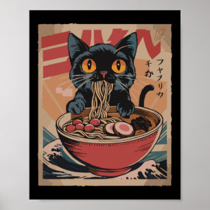 Cat Ramen Japanisch Funny Graphics Kawaii Cat A Poster
