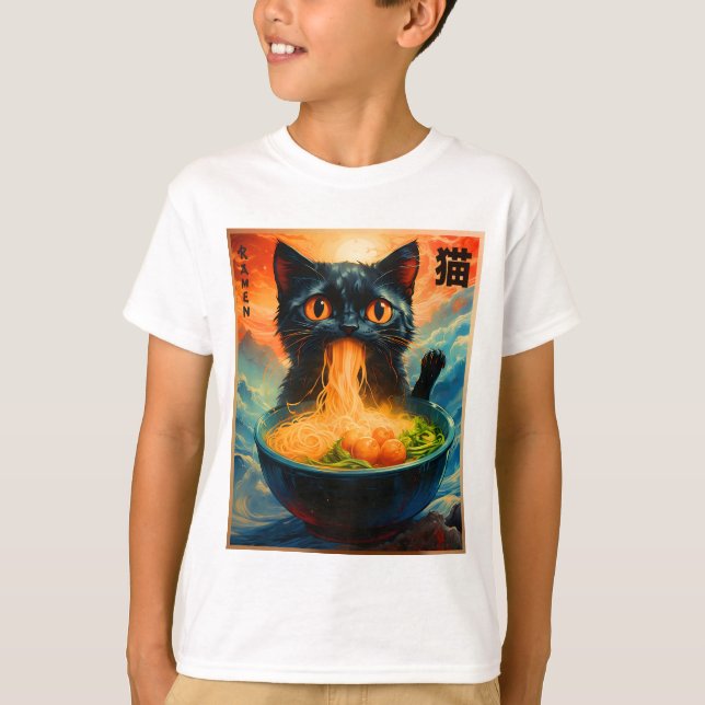 Cat Ramen Japanisch Kawaii Cat Anime Cat Ramen T-Shirt (Vorderseite)