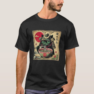 Cat Ramen Japanischer Funny Samurai Kawaii Cat Ani T-Shirt