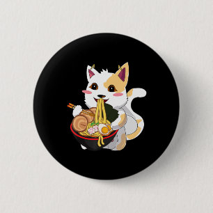 Cat Ramen Kawaii Anime Japanese Food Girls Officia Button