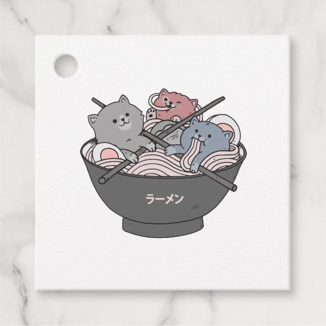 Cat Ramen Kawaii Geschenkanhänger (Vorderseite)