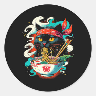 Cat Ramen Noodle Japanischer Anime Kawaii Cat Runder Aufkleber