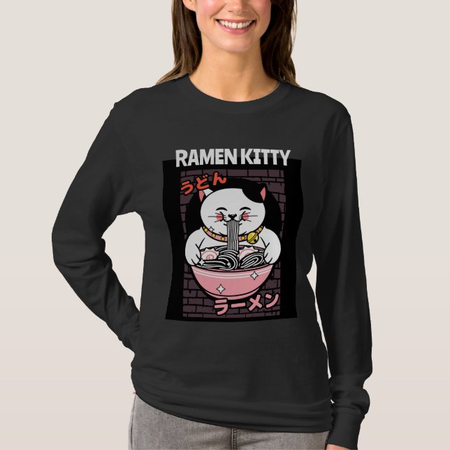 CAT RAMEN NOODLES SOUP KITTY T - SHIRT T-SHIRTS (Vorderseite)