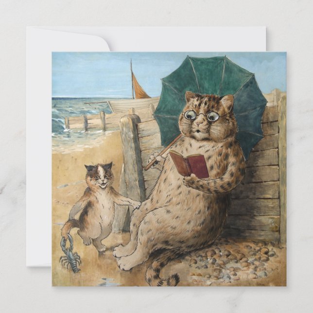 Cat Reading a Book by Louis Wain Dankeskarte (Vorderseite)