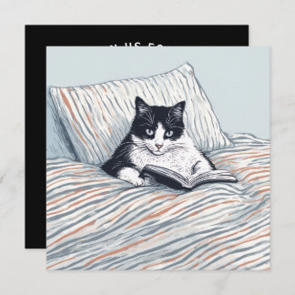 cat reading in bed einladung