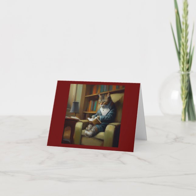 Cat Reading Karte (Vorderseite)