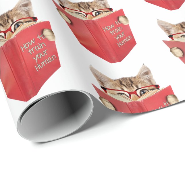 Cat Reading Red Book Geschenkpapier (Rolleneckpunkt)