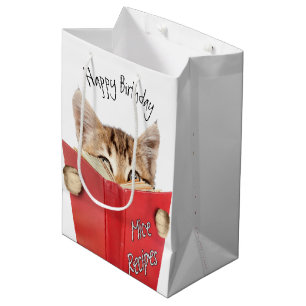 Cat Reading Red Book   Mittlere Geschenktüte