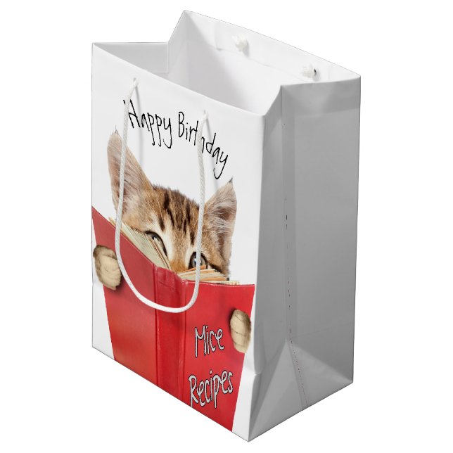 Cat Reading Red Book   Mittlere Geschenktüte (Vorderseite Schrägansicht)