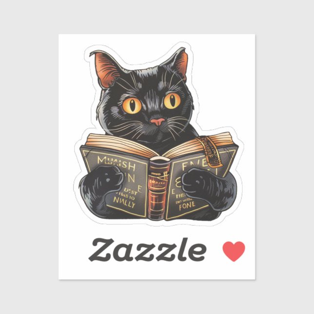 Cat Reading Sticker (Blatt)