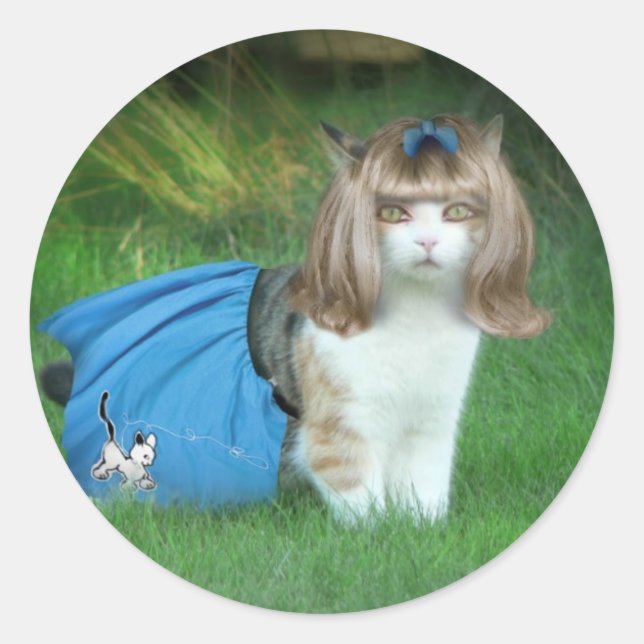 Cat Ready for the Sock Hop! Runder Aufkleber (Vorderseite)