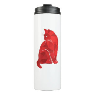 Cat Red Cat Pink Cat Cat Miror Poly Thermosbecher