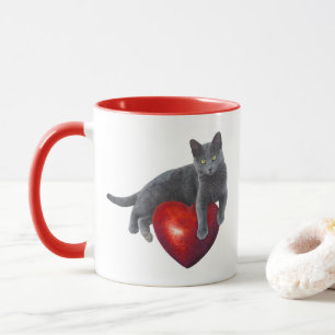 Cat Red Heart Tasse