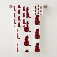 Cat Red Kariert Pattern