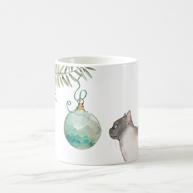 Cat Reflection in a Ornament Weihnachten Tasse (Mittel)