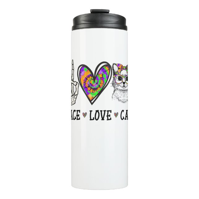 Cat Rescue Gefärbte Krawatte Peace Liebe Cats Hall Thermosbecher (Vorderseite)