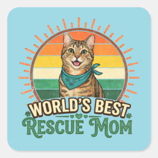 Cat Rescue Mom Quadratischer Aufkleber