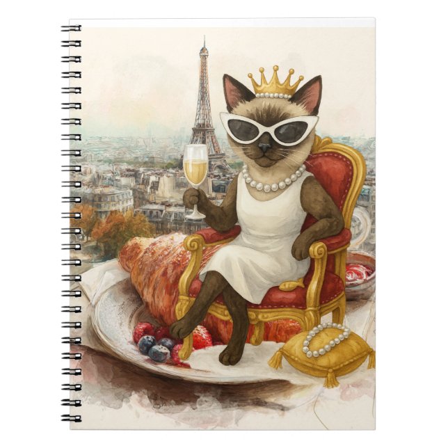 Cat retirement drinking wine in Paris France Notizblock (Vorderseite)