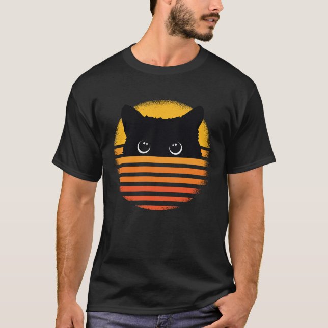 Cat Retro Style  Kitten Retro Style  Black Cat T-Shirt (Vorderseite)