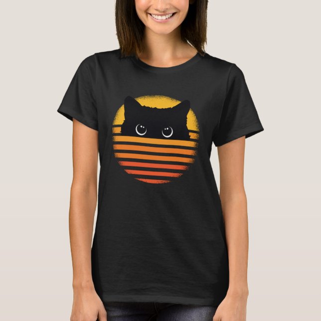 Cat Retro Style  Kitten Retro Style  Black Cat T-Shirt (Vorderseite)