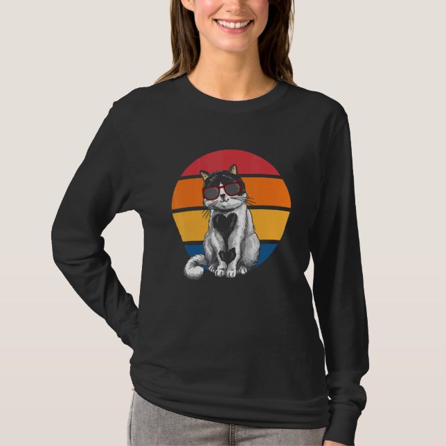 Cat  Retro Sunset Cat Sunset I Cat T-Shirt (Vorderseite)