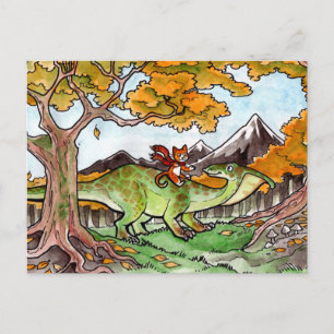Cat Rides a Dinosaur Postkarte