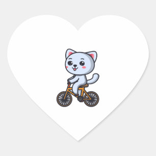 Cat Riding Bicycle Cat Design Geschenke für Frauen Herz-Aufkleber