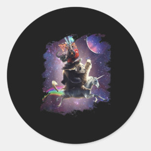 Cat Riding Hühnerschildkröte Panda Llama Unicorn Runder Aufkleber