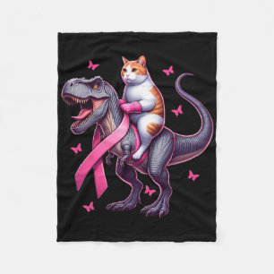 Cat Riding T Rex Dinosaurier. Brustkrebs-Bewusstse Fleecedecke