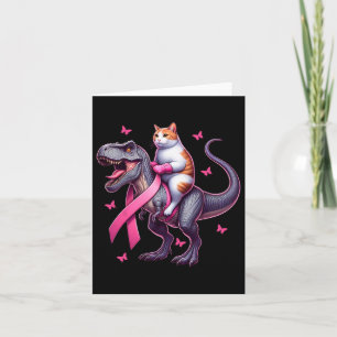 Cat Riding T Rex Dinosaurier. Brustkrebs-Bewusstse Karte